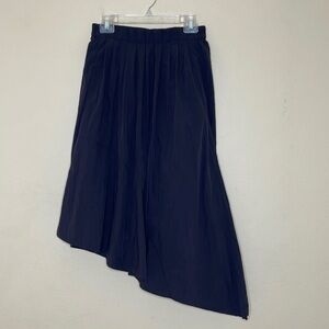 Achro Black Asymmetrical Pleated Pockets Nylon Elastic Waist Skirt Size Small